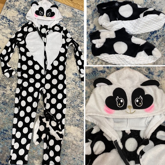 Footie One Piece PJ’s new XL Bear Polkadot Fleece - Picture 1 of 8